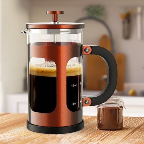Veken French Press Coffee Maker,No Plastic Touches Cafe,21oz 0.6L Small Pot