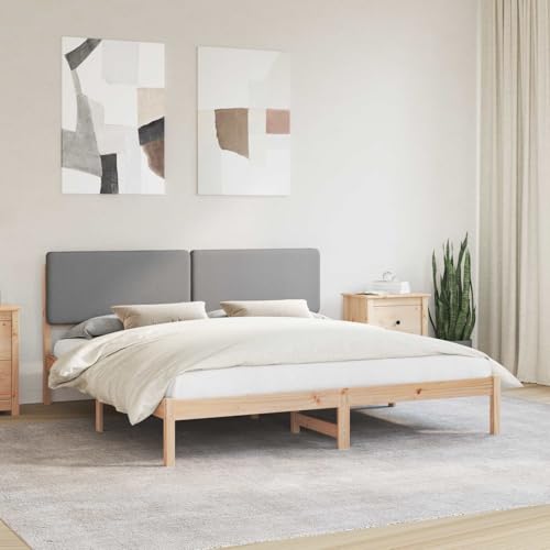 Genérico Estructura de Cama con Cabecera Tapizada Gris Claro,Mobiliario,Camas y Accesorios,Camas y somieres,Gris Claro,3405562