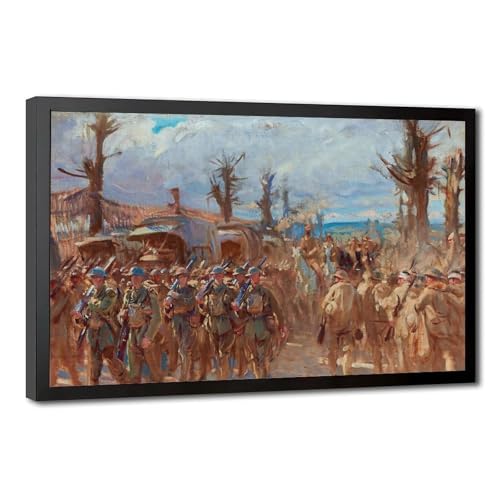 Impression sur toile The Arrival of American Troops John Singer Sargent Cadre Bois 61x91cm