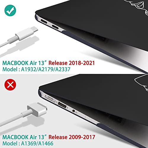Qczyc Compatible With Macbook Air 13 Inch Case 2020 2019 2018 M1 A2337 A2179 A1932 Durable Hard Plastic Shell Case &Keyboard Cover&Mac Os Keyboard Sticker (Line Of Art) #TOP2
