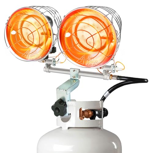 Breeze Touch Double Tank Top Propane Outdoor Heater, 30,000 BTU Propane Radiant Heater with 3 Heating Modes, Shut-off Valve and Tip-over Switch for Camping, Fishing, Garage, Patio