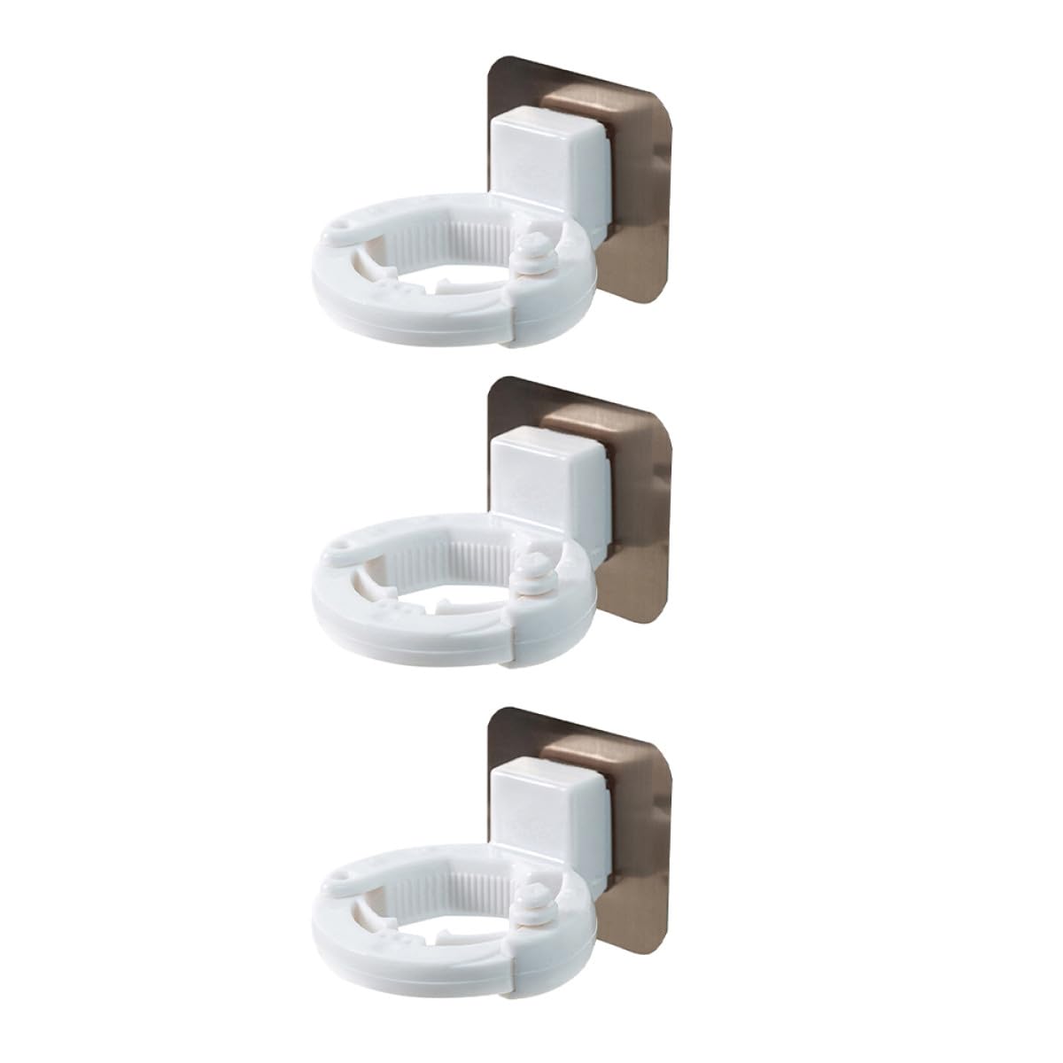 SILENRADAWN Adjustable 3pcs Shower Gel Bottle Holder Rack Set White Wall-Mounted Storage Brackets with Strong Adhesive No Drilling
