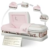 Overnight Caskets Primrose Metal Funeral Casket - Premium 18-Gauge Steel - Fully Appointed Adult Casket - Coffin Featuring Antique-White Velvet Interior Lining and Coordinating Pillow & Throw Set