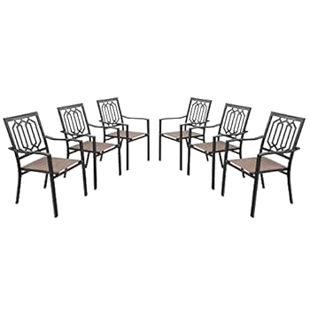 Alternative view of PHI VILLA Patio Sling Bistro Outdoor Dining Wrought Iron Chairs Set of 6 Chairs with Textilene Mesh Fabric for Garden Backyard Lawn