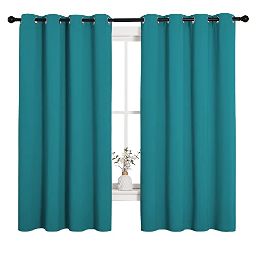 Image of NICETOWN Room Darkening Curtains 68 inch Length 2 Panels, Thermal Insulated Grommet Blackout Curtains for Modern Casual Elegant Bedroom Kids Room Theme Decoration (Peacock Teal, 2 Pieces, W55)