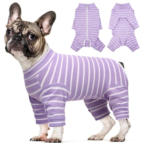 Image of Kuoser Recovery Suit for Medium Dogs After Surgery, Long Sleeve Dog Surgery Recovery Suit, Dog Onesie for Abdominal Wounds Skin Disease, Purple M