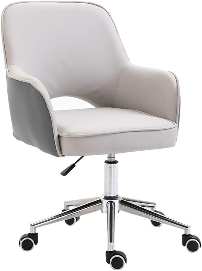 QUSYZD Silla de Oficina ergonómica para el hogar Silla de Oficina Silla de Escritorio ergonómica de Cuero sintético Acolchada y giratoria Ajustable con reposabrazos Ca,