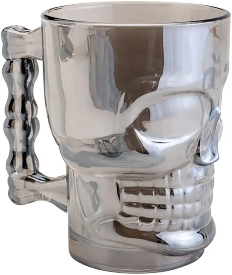 LYOR - Caneca para Chopp e Cerveja de Vidro Caveira Rock Style Cinza 510ml