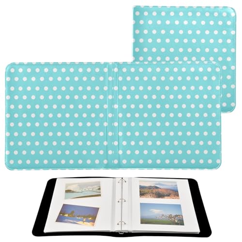 Álbum de fotos autoadhesivo Scrapbook DIY con diseño de lunares azul cielo y blanco, encuadernador de 3 anillos, 40 páginas, tamaño 11.8 x 11.2 pulgadas miniatura 2