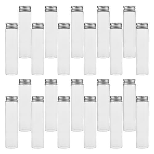 VALICLUD 30 Unidades de Vidrio Transparente con Tapas de Aluminio Contenedores Cilíndricos para Cosméticos Almacenamiento de Polvo Joyería y Uso Laboratorio
