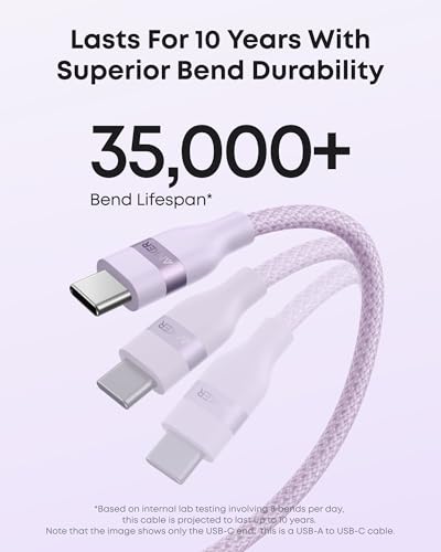 Image of Anker Car Carplay Cable for iPhone 16 15 Pro Max Plus, Upcycled Braided USB A to USB C Car Charger Cord for Samsung Note20 and More (6ft,Violet)