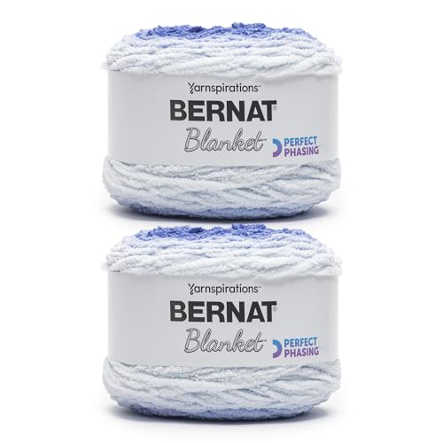 Image of Bernat Blanket Perfect Phasing Dark Blue Cake Yarn - 2 Pack of 10.56oz /299.37g - 100% Polyester - #6 Super Bulky - 220 Yards for Knitting, Crocheting, Crafts & Amigurumi
