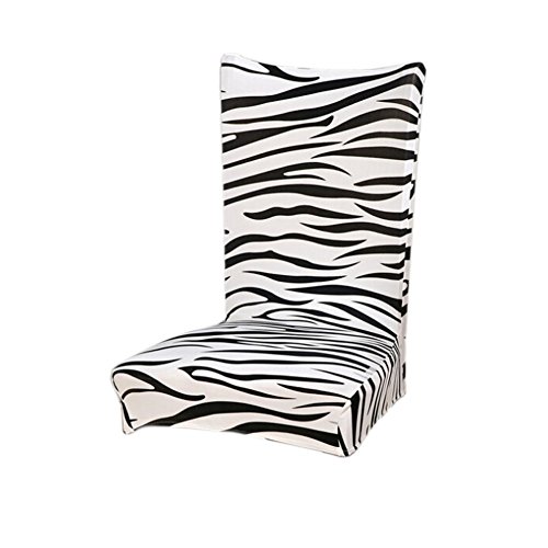 Fanjow Floral Print Stretch Removable Washable Short Dining Chair Protector Cover Slipcover, Spandex Stretch Chair Cover (Zebra)