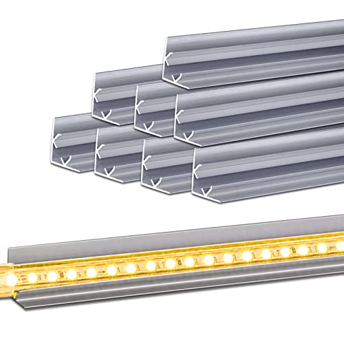 Shine Decor 8 Pack Of 3.3Ft/1M Aluminum Channel Track Wall Corner Bracket V Shape 6Mm Height X 10Mm Width 110V-120V Led Strip Lights Wall Corner Mounting; Max. 0.45In(11.53Mm) Width #TOP18