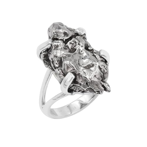 Bague météorite véritable et argent 925, un bijou rare d'exception