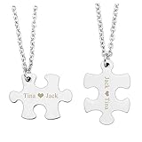 JOVIVI Free Engraving - Personalized Custom Stainless Steel Puzzle Couple Necklace Jewelry Set - Valentines Day Best Friend Lover Gift
