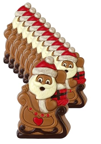 schenken-24 10 x 50 gr. Schokofigur, Kleiner Weihnachtsmann mit...