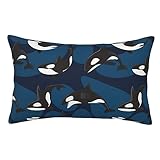 Zippered Velvet Queen Pillowcases Compatible with Ocean Orca Killer Whale, Soft and Cozy Luxury Fuzzy Flannel Pillow Cases with Zipper, 16x24 Inches