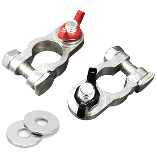 1 Pair Zinc-Plated Marine Terminal Ends Battery Terminal End,Top Post Battery Terminal Set For Marine Car Boat RV and Vehicles 3/8-inch and 5/16-inch Posts (Zinc-Plated)
