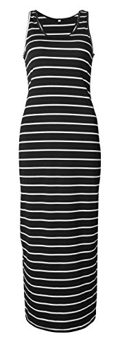 Image of Roselux Women Sleeveless Scoop Neck Striped Maxi Sundresses Loose Racerback Long Dress