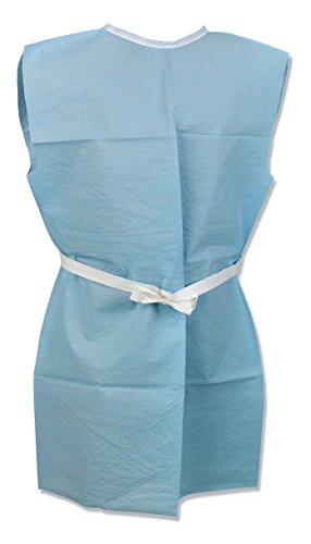 TIDI Ultimate Patient Gowns, Blue, 36" x 44" (Pack of 25) Scrim-Reinforced Medical Gowns With Sewn Shoulders and Necklines - Medical Supplies (918156)