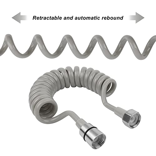 Teleskopischer Duschschlauch - DEANKEJI 2 Meter Badezimmer Federschlauch, Edelstahl Schnittstelle Spiralschlauch - Langer Schlauch für Sprühgerät, Toilette Bidet, Waschbeckens, Wasserhahn