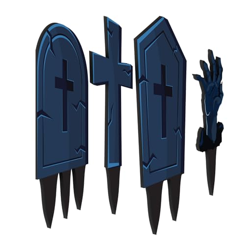 Placas de Jardim Halloween Cemitério Assombrado 5 Peças