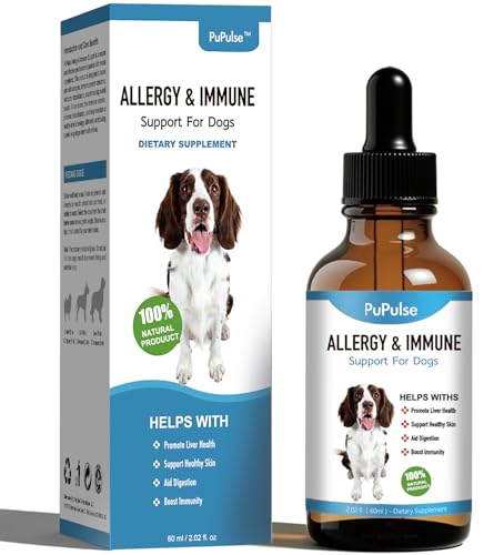 PuPulse Allergy Relief Drops for Dogs, Allergy and Immune, Immune Support Supplement, Dog Supplement, Natural Pet Supplement for Dog Allergy Relief with Turmeric & Milk Thistle - 2 oz