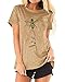 Pfvkeree Womens Cute Bee Graphic Tee Shirts Short Sleeve Let It Bee Funny Letter Print Summer T-Shirt Tops Z-Khaki