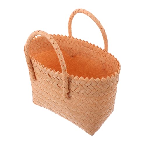 Faux Wicker Tote Purse for Women Beach Woven Handbag Handle Summer Travel Bag