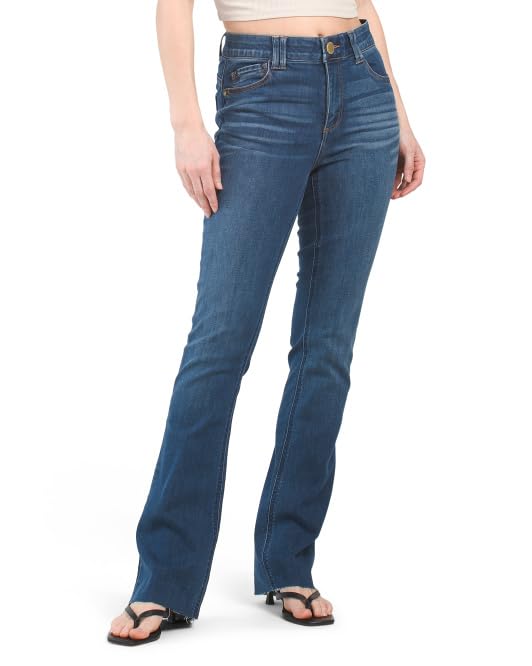 Democracy Ab Technology High Rise Jeans (US, Numeric, 8, Regular, Regular, Blue/Raw Hem)