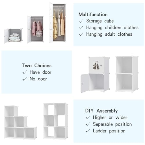 Image of Owme Stylish Multi-Layer Collapsible Wardrobe | 1 Shelf Space-Saving Shoe Organizer Cabinet for Home & Office | Modular Collapsible Wardrobe, Foldable Almirah - White