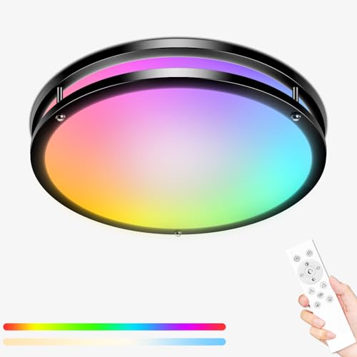 libtit 13 Inch RGB Flush Mount Ceiling Lights with Remote,