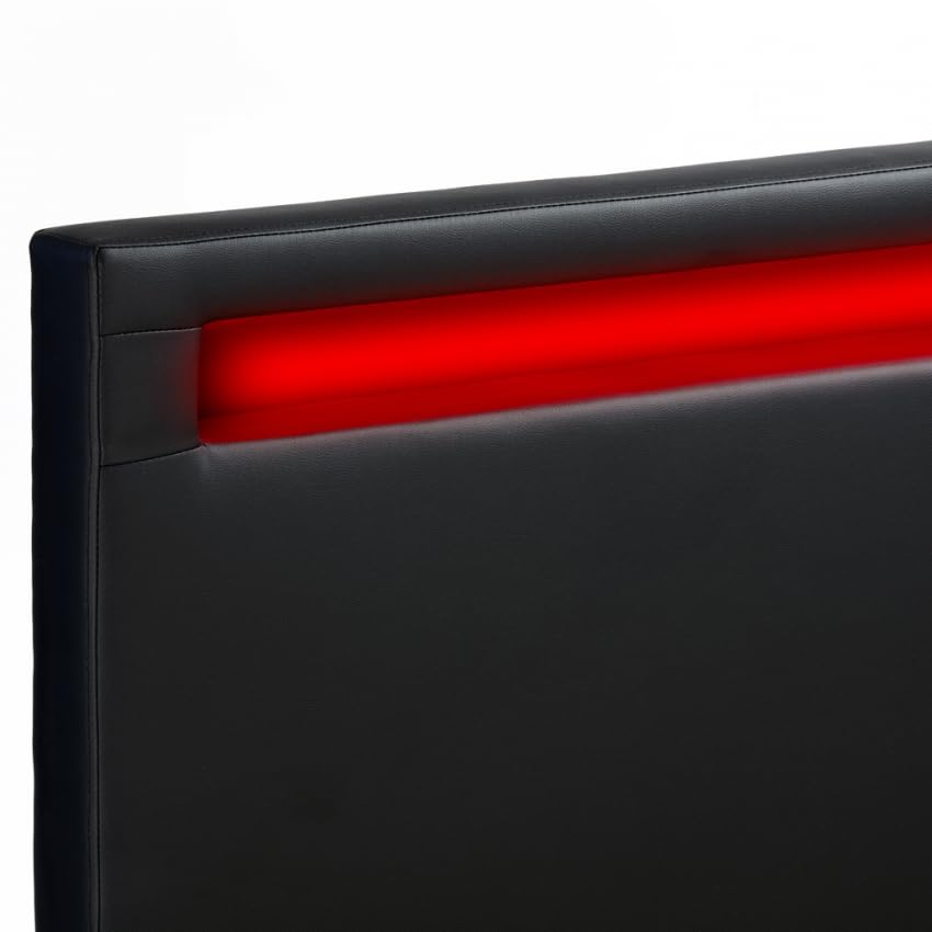 Produce Shop Letto Matrimoniale 2 piazze Moderno con Rete testiera LED cassetti 160x190 Geneva King - Nero