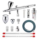 Multiusos: aerógrafo para decoración de tartas, modelos, hobby, artesanía, autografía, tatuaje temporal, Nail Art, maquillaje. Adecuado con pintura acrílica, tinta corporal, colorantes alimentarios, pintura de uñas y base de cepillo de aire.