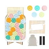 Reward Jar for Kids – Magnetic Wooden Behavior Chart and Incentive Jar with 25 Tokens, Stickers, Stand & Magnet – Positive Reinforcement Tool for Home, Toddlers or Classroom (Smiley – V2)