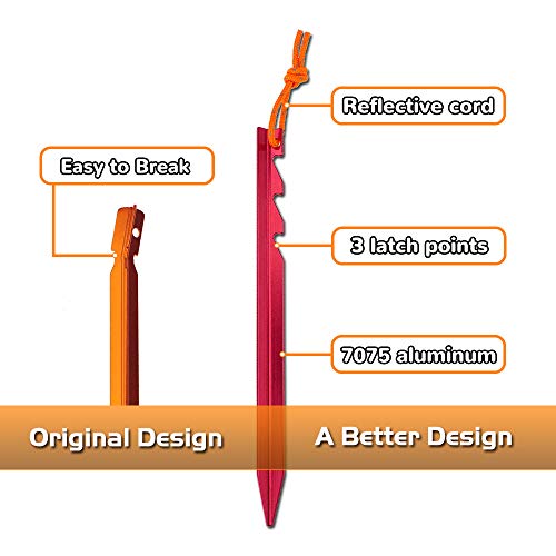 Anygear 7075 Aluminum Tent Stakes 15 Pack - Ultralight Tri-Beam Tent Pegs With Reflective Rope - Essential Tent Accessories For Camping, Rain Tarps, Hiking, Backpacking #TOP1