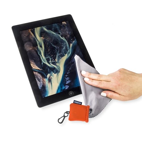 Carson Stuff-It Microfiber Lens Cloth Cleaning System for Eyeglasses, Smartphones, Tablets, Optics Lenses, Cameras and More, 6.25'' x 6.25'' - Orange (SN-40OR) - Image 3
