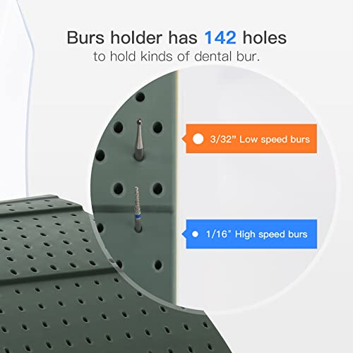 142 Holes Dental Burs Holder With Cover Case, Bur Block Station Organizer Box Dentist Retainer Case For Needle, Bur, File #TOP2