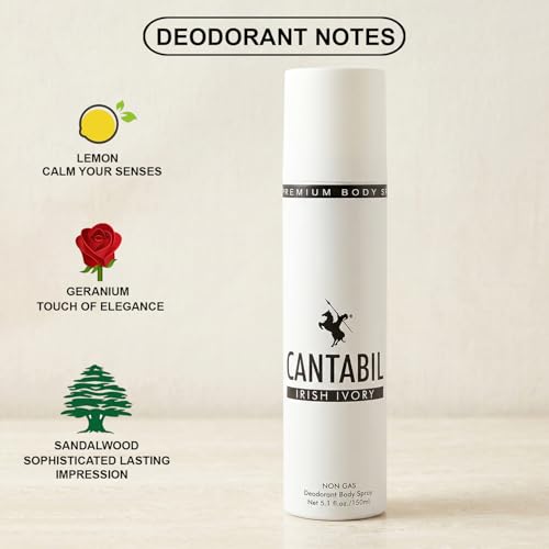 Image of Cantabil Irish Ivory, Burnt Brick, Silver Amber Unisex No Gas Deodorant Body Spray | Combo Of 3 X 150ml With Lemon, Citrus, Mint | Perfume Deo For Men & Women | Rakhi Gift for Brother