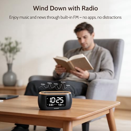 HOUSBAY Digital Alarm Clock Radio for Bedrooms with Night Light - Image 4