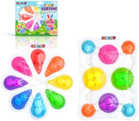 2Pcs Color Sorting Sensory Toys for Kids with Autism Toddler Toys for Airplane Travel Road Trip Preschool Montessori Toys Fine Motor Skills Christmas Stocking Stuffer Gift for Boys Girls A