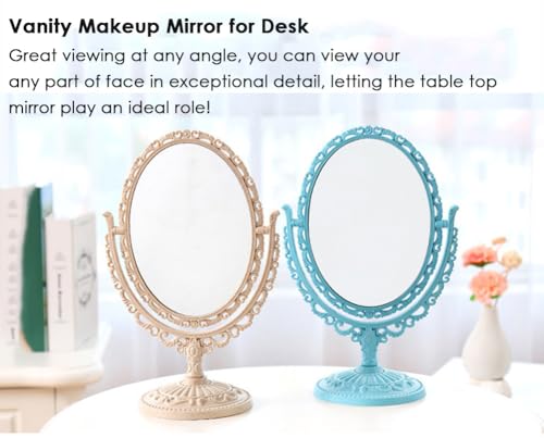 Espejo de maquillaje ovalado AKOAK de escritorio, 360° rotativo miniatura 6