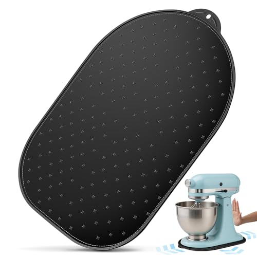 Image of Ruqamxu Mixer Slider Mat for KitchenAid Stand Mixer, Silicone Sliding Pad Countertop Protector, Kitchen Aid Slider Mat for Heavy-duty 3.5-7QT Mixer, 360° Easy Slide Appliance Mover Mat, Black