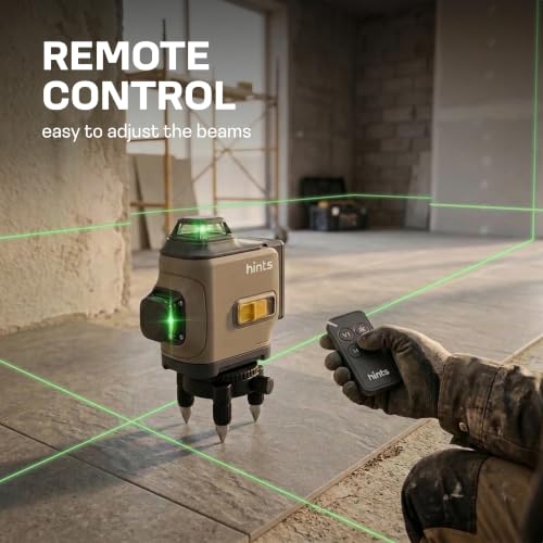 Hints 3D Laser Level Self-Leveling 3x360°, 3 Beams, 100Ft, ±1/12" Accuracy, IP54, Outdoor Pulse Mode, Remote and Gesture Control, Type-C Charging, Storage Case and E xtra Li-ion Battery included - image 4