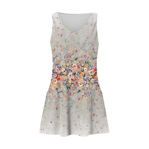 Image of Summer Dresses for Women 2026 Casual V Neck Sleeveless Sundresses Boho Beach Tank Dresses with Pockets