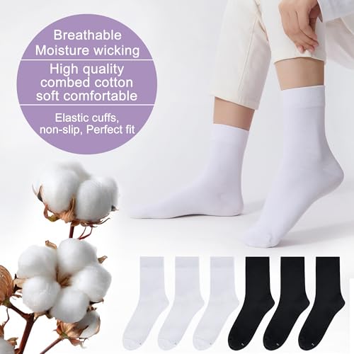 Image of ATBITER Women's Thin Cotton Crew Socks - Soft Above Ankle Bootie Casual Dress Socks 6-Pairs