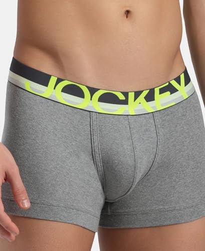 Image of Jockey FP03 Men's Super Combed Cotton Rib Solid Trunk with Ultrasoft Waistband Grey M