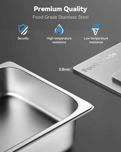 Image of ZeroPone 6 Pack Hotel Pans 1 /3 Size 6 inch Deep Stainless Steel Steam Table Pan