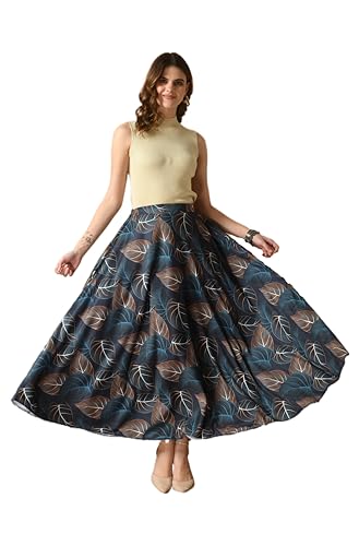 Image of VAGISHA Women's 4-Metre Flared Long Skirt | Skirts for Women Long Length | Long Skirts for Girls | Ethnic & Boho Printed Wear with Elastic Waist | Perfect for Party, Festive & Casual Look